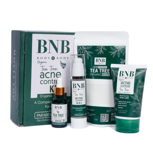 BNB Organic Tea Tree Acne Control Kit (4 in 1) Serum, Face Wash, Gel, Mask