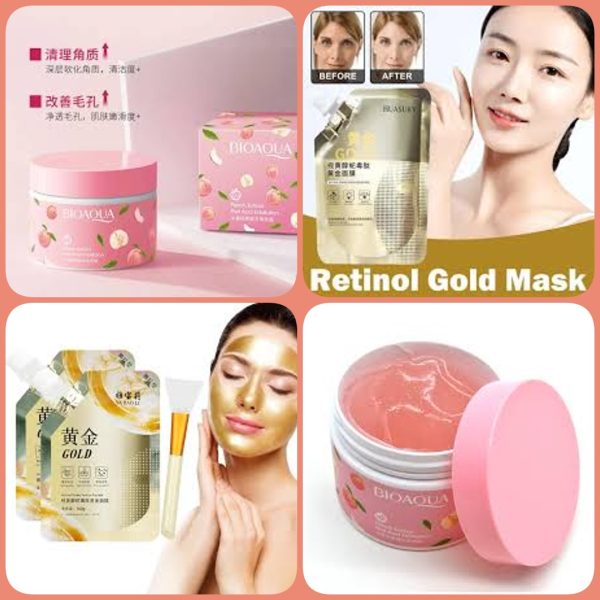 Pack Of 2 Peach Cream Bio Aqua & Gold Mask