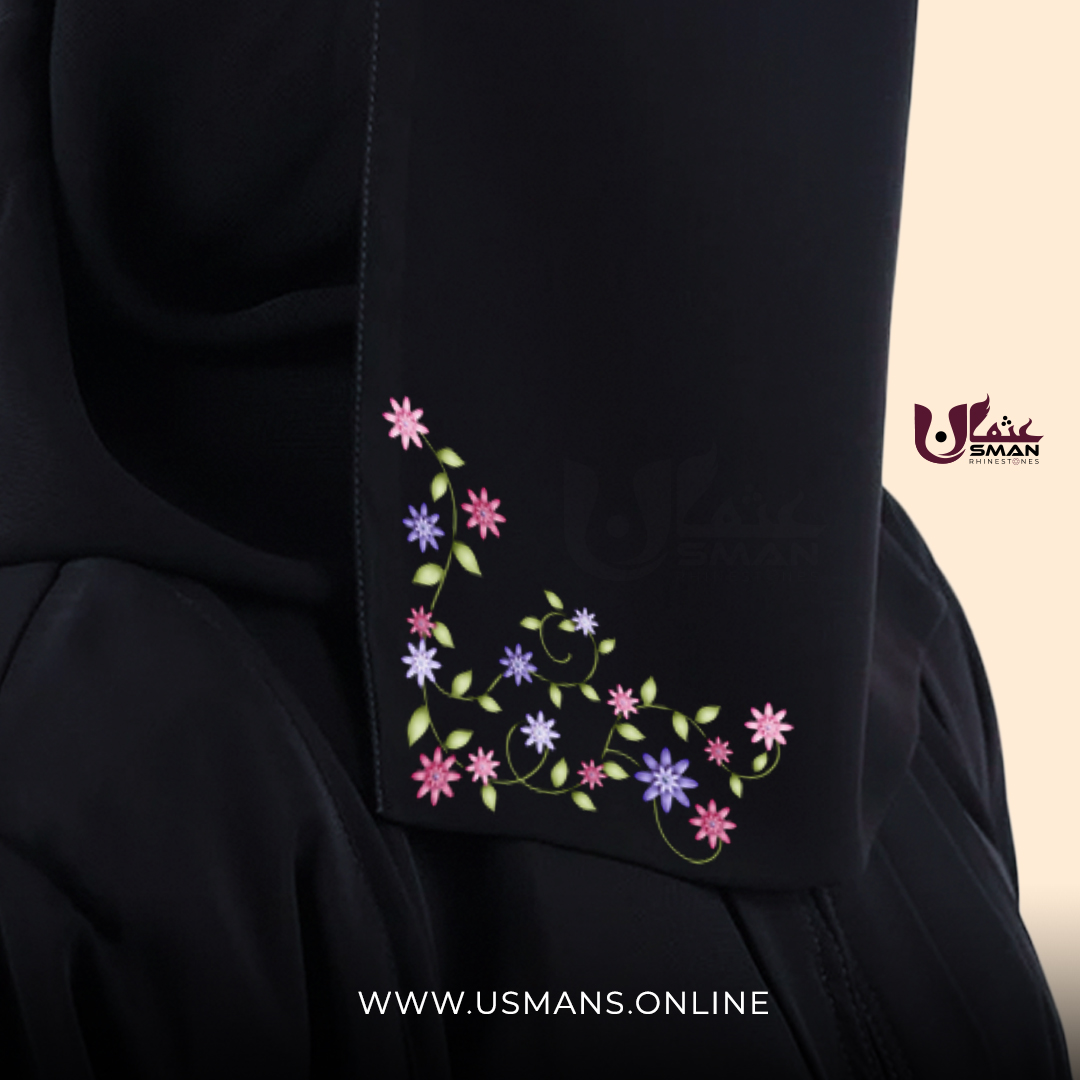 Saudi Niqab Floral Grace Design Printed - Image 2