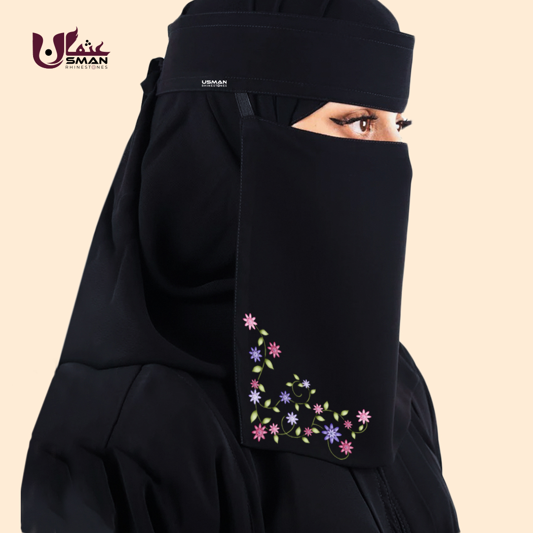 Saudi Niqab Floral Grace Design Printed