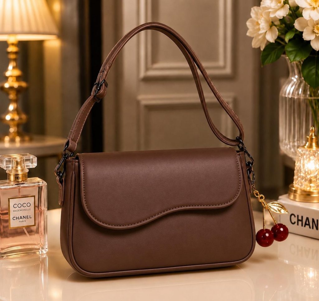 Cherry Charm Shoulder Bag brown