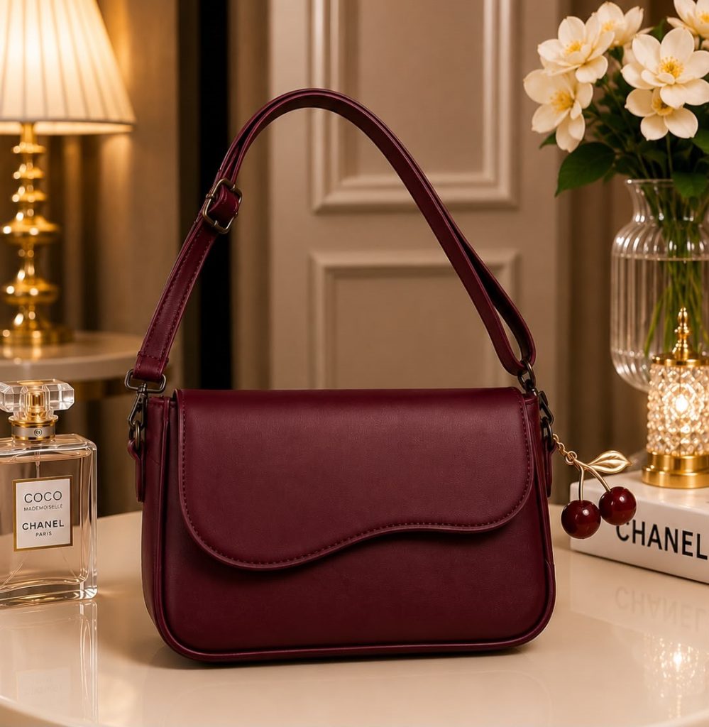 Cherry Charm Shoulder Bag maroon